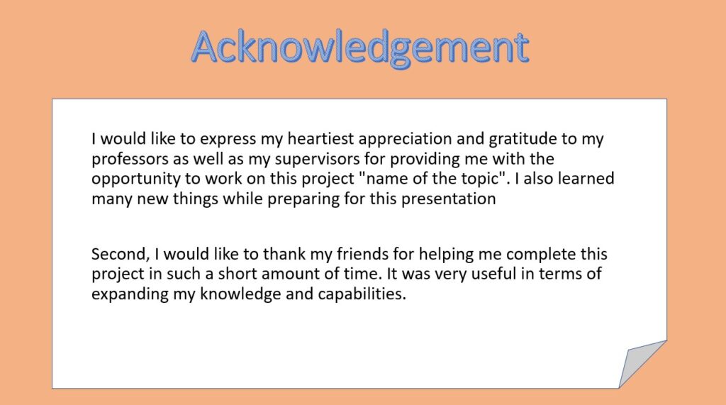 Sample for Acknowledgement in Presentation