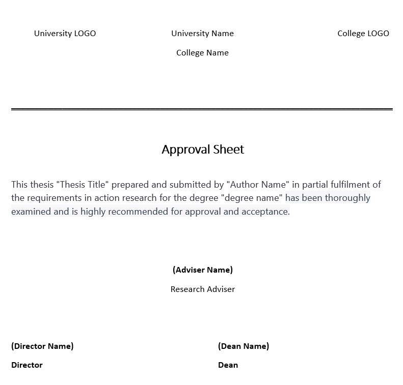 approval sheet in research format