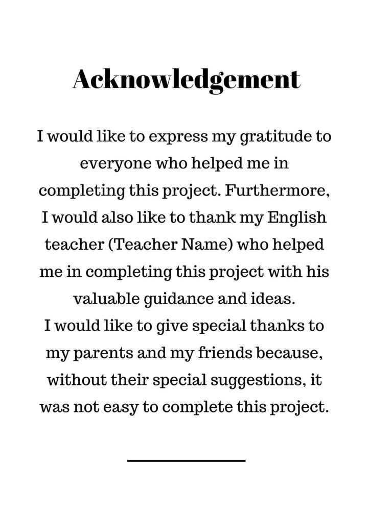Acknowledgement For English Project Sample 2